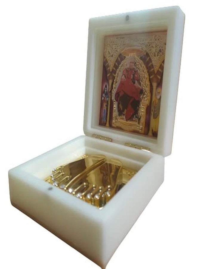RK Basics Gurujii Charan Paduka مطلي بالذهب | GuruJi Maharaja Swaroop | Guru Ji Devotional Charan Paduka | صندوق الصلاة جورو جي ميني عرض ثلاثي الأبعاد لون أبيض - Image 3